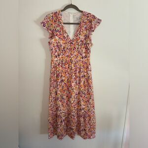 Julia Jordan EUC purple/orange floral maxi dress size 6